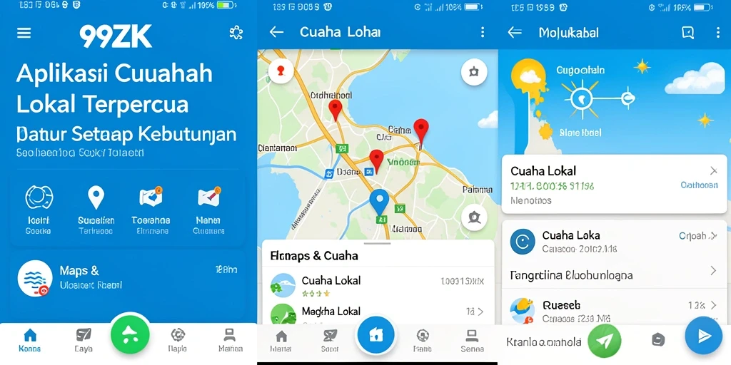 Antarmuka pengguna 99ZK menampilkan informasi cuaca lokal secara jelas.