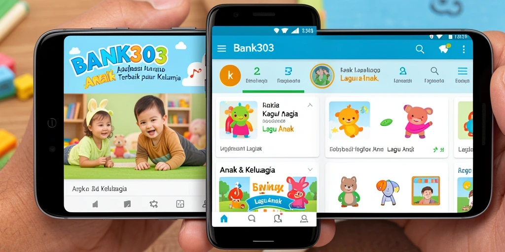Tampilan antarmuka aplikasi BANK303 yang menarik dan ramah anak.
