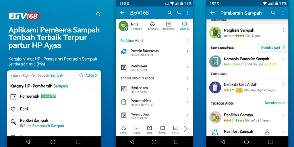 Tampilan antarmuka BTV168 yang sederhana dan mudah digunakan untuk pembersih sampah.