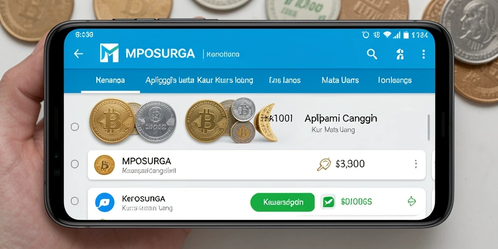 Tampilan antarmuka MPOSURGA yang modern dan fungsional untuk kurs mata uang.