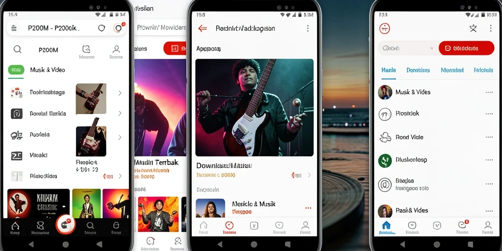 Tampilan antarmuka P200M yang sederhana dan fungsional untuk Download Musik.