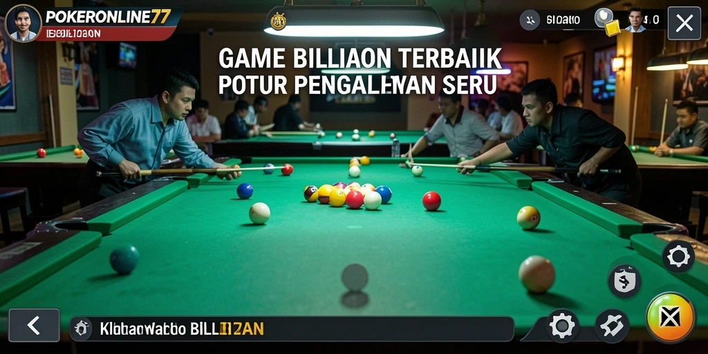 Tampilan antarmuka POKERONLINE77 dengan fokus pada permainan billiard.