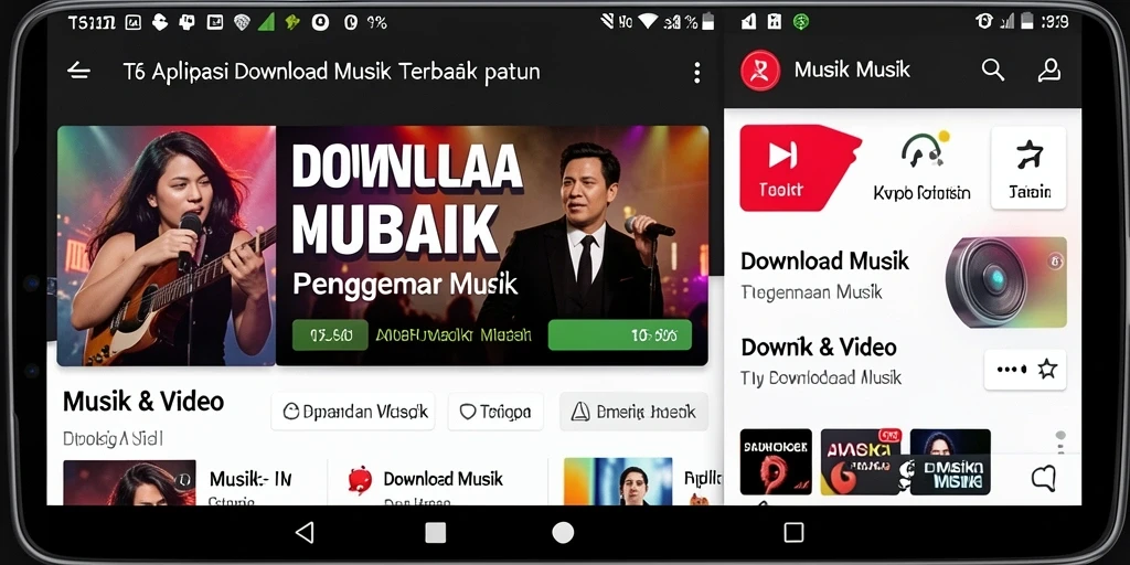 Antarmuka T6 yang bersih dan fungsional untuk Download Musik.