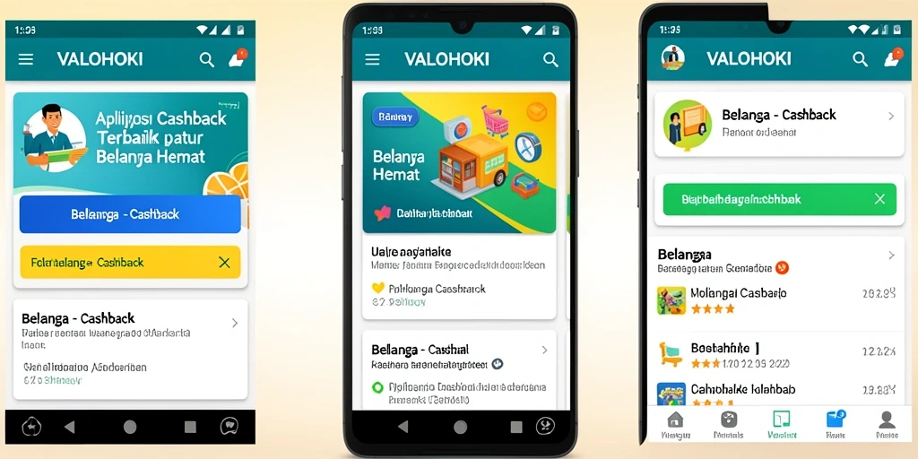 Antarmuka utama aplikasi VALOHOKI menampilkan fungsi Cashback yang sederhana.